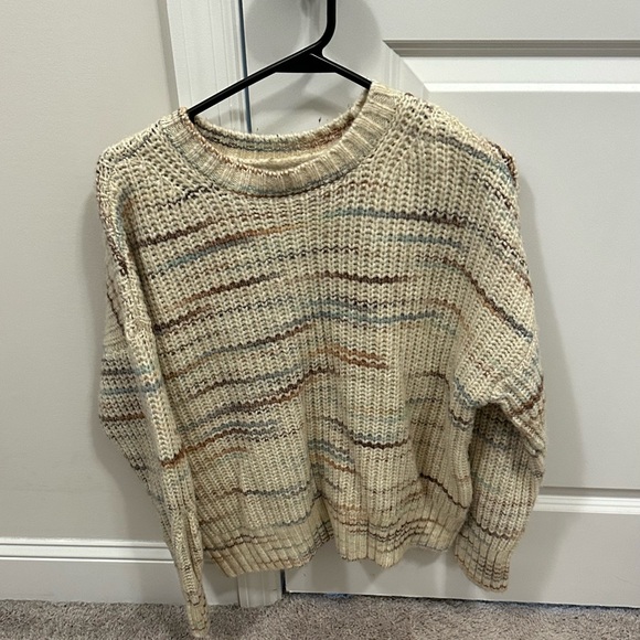 Striped Knit Sweater - Cream and Brown - Picture 1 of 2